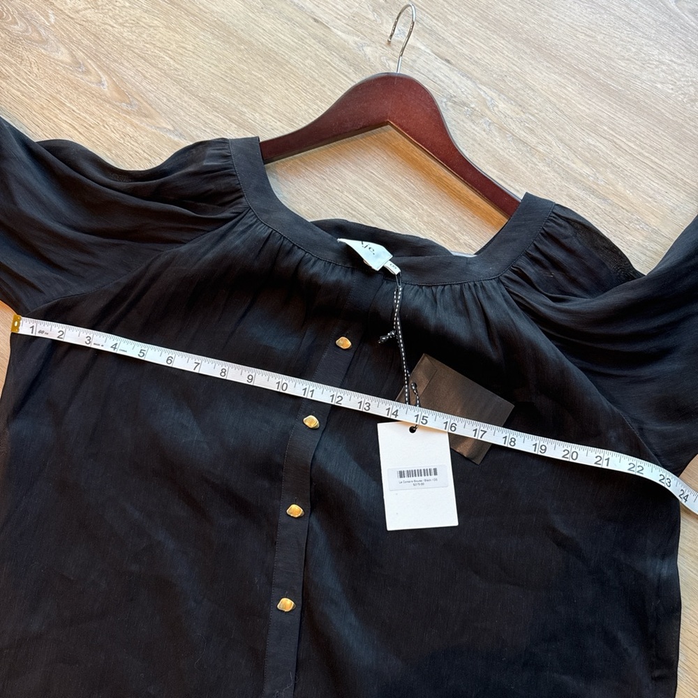 NWT Aje Black Button-Up Blouse with Gold Accents - Picture 4 of 6